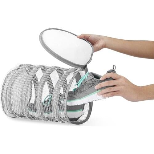 Zipper Closure Machine Shoe Wash Bag Washing Net Polyester Drying Laundry Protective With Hanging Loops Durable Storage Home