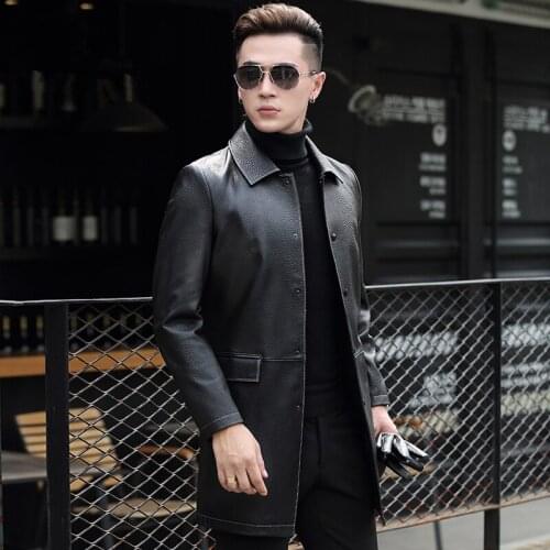 Genuine Jacket Clothes Men Sheepskin Coat Autumn Long Leather Jackets Chaqueta Cuero HombreP-2-7193-3 ZL920