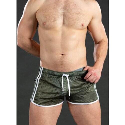 Men Breathable Short Pants Drawstring Design Polyester Quick Drying Adjustable Men Summer Mesh Pants Summer Bench Party