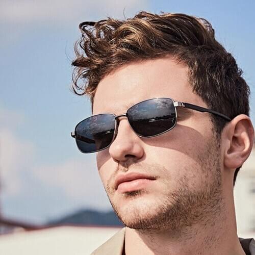 FEISHINI 2020 Halley Metal Rectangle Sunglasses Men Polarized Brand Designer Eyewear Man Driving Shades UV Protection