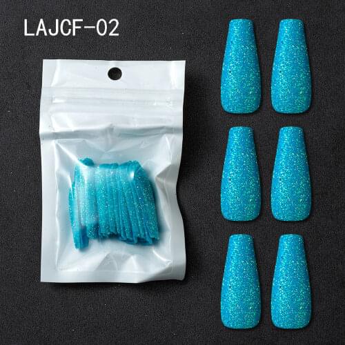 20Pcs Scallion Powder Fake Nails Acrylic Long Ballerina Detachable Glitter Tips for Nail Art Extension Press on Nails (No Glue)