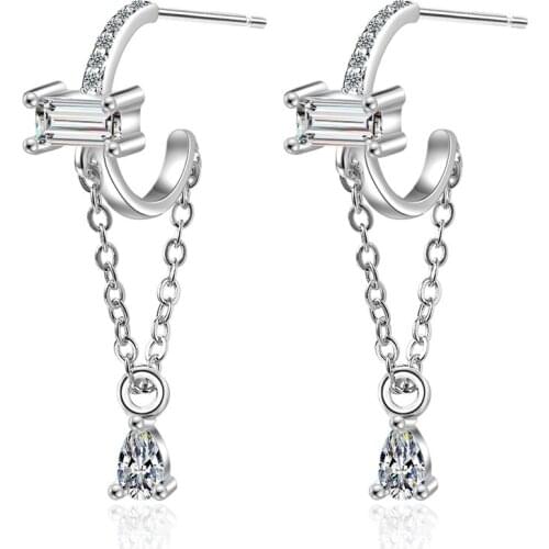 Newest Fresh Charming Drop Earrings Shiny Crystal CZ Stone Exquisite Earring With Water-drop Pendant Earring Jewelry For Women