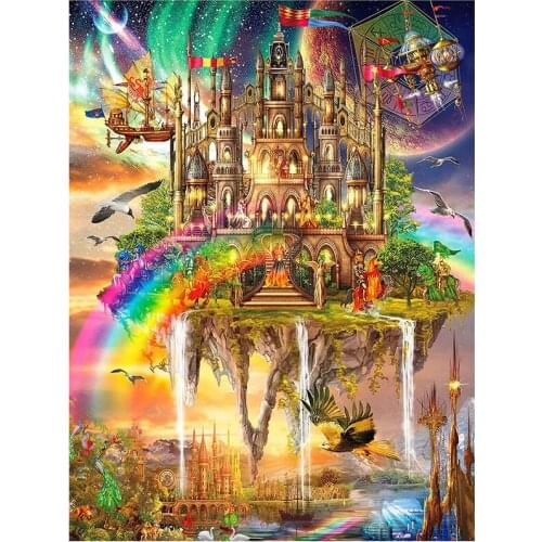 New Arrivals 5D DIY Full Round Diamond Painting Rainbow Castle 3D Embroidery Cross Stitch Rhinestone Mosaic Home Decor Y1402