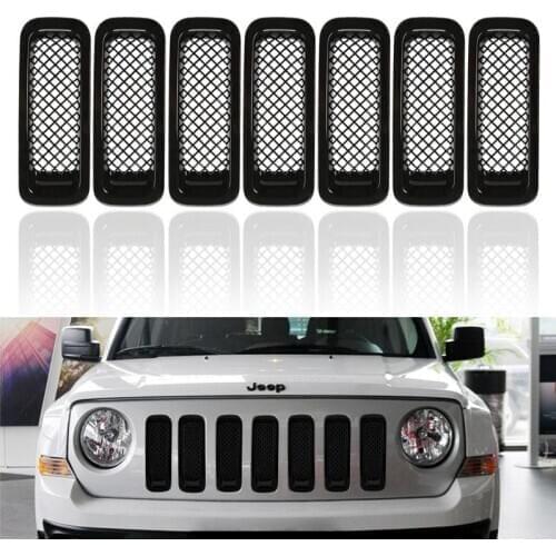 Front Bumper Racing Grille Insert Mesh Trims Ring Cover Vent Frame Garnish Surrounding ABS For Jeep Patriot 2011 2012 2013 2014