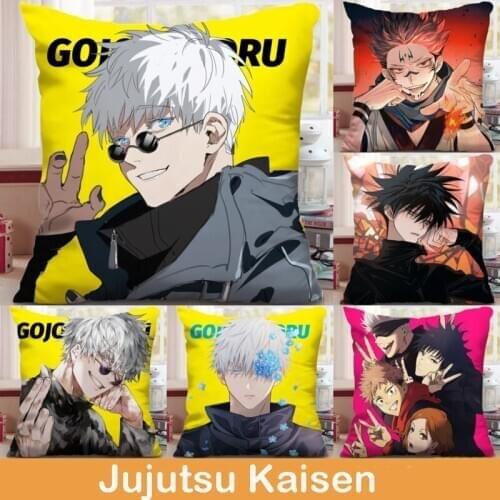 Cartoon Square Dakimakura Anime Jujutsu Kaisen Gojo Satoru Yuji Itadori Peach Skin Plush Pillow Otaku Bed Cushion Cosplay