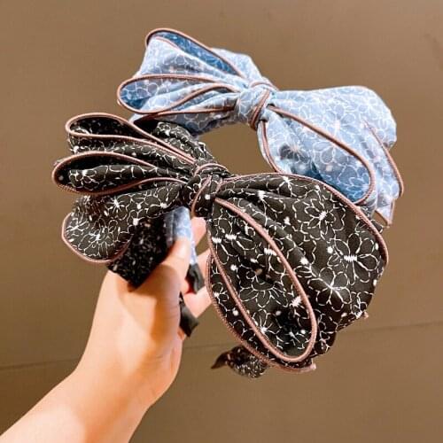 South Koreas Dongdaemun retro style multi-layer big bow abstract plum hair band age reduction headband sweet wind hairpin