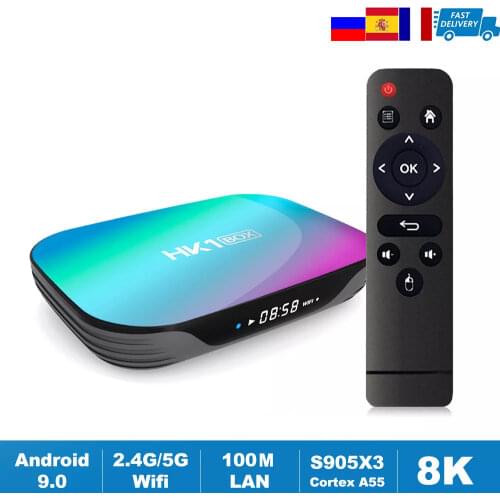 HK1 BOX Android 9.0 Fast TV Box Amlogic S905X3 2.4G/5G Dual Wifi AC BT4.0 LAN 1000M 8K VS H96 HK1BOX Mini Max Media Set Top Box