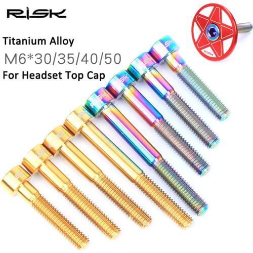RISK 1pcs M6*30/35/40/50mm Titanium Bike Headset Bolt Bicycle Stem Top Cap Screw for MTB Road Bicycle M6x30mm M6x35 M6x40 M6x50