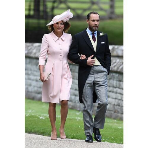 Pink Mother Of The Bride Dresses Short Knee Length High Collar Godmother Three Quarter Formal Wedding Party Gowns madrinha