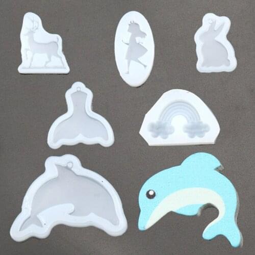 Heart Oval Rectangular Fish deer Candy Feather Shell Crown Silicone Mixed Epoxy Resin Mold For DIY Jewelry Making Tools Supplies