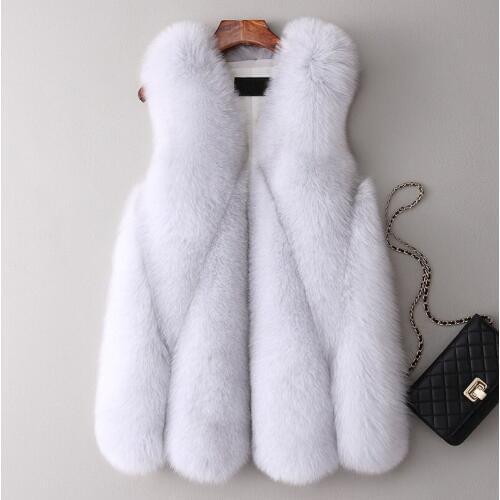 Savabien Faux Fox Fur Coat Autumn Winter Women 2019 Korean Fashion Luxury Furry Faux Fur Vest Sleeveless Fur Jacket Streetwear