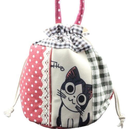 M543 Lovely Printing Women Clutch Bag Cute Cat Patterns Lattice Mini Pump Belt Women Girl Handbag Shopping Bag