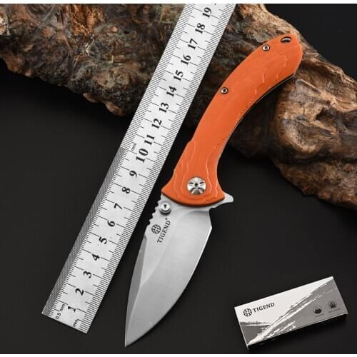 TIGEND Folding Knife 8Cr14MOV Fixed Blade G10 Pocket Self Defence Tactical Knives and Hunting Survival EDC Tool Key Knifes 1814