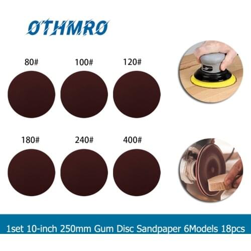 Utoolmart 1set 10-inch Gum Disc Sandpaper 250mm Alumina Abrasive Tools Grit 80# 100# 120# 180# 240# 400# All 6Models x3pcs/Model