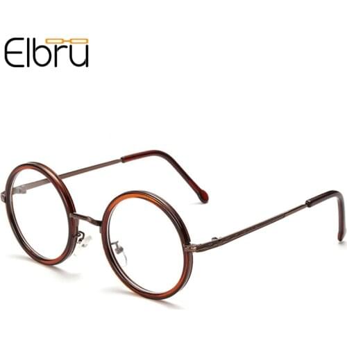 Seemfly Vintage Round Glasses Frame Fashion Leopard Print Metal Women Men Myopia Eyeglasses Frames Clear Lens Optical Eyewear