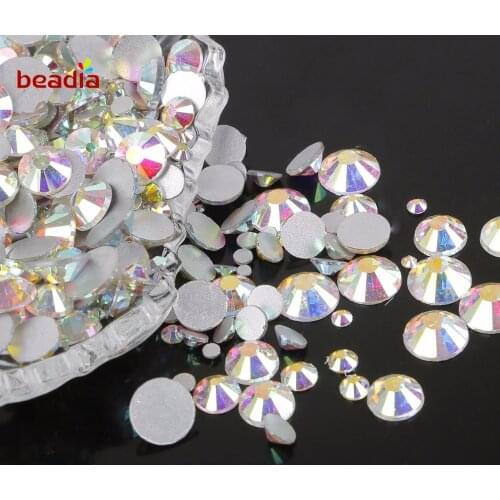 High Quality Multi Sizes Glitter Rhinestones Crystal AB FlatBack Strass Sewing & Fabric Garment Rhinestone Nail Art Stone