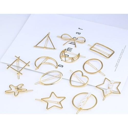 Hair Clip Simple Alloy Hair Clip Geometric Hollow Metal Ladies Side Clip Hair Accessories Hairpin Factory Direct Sales