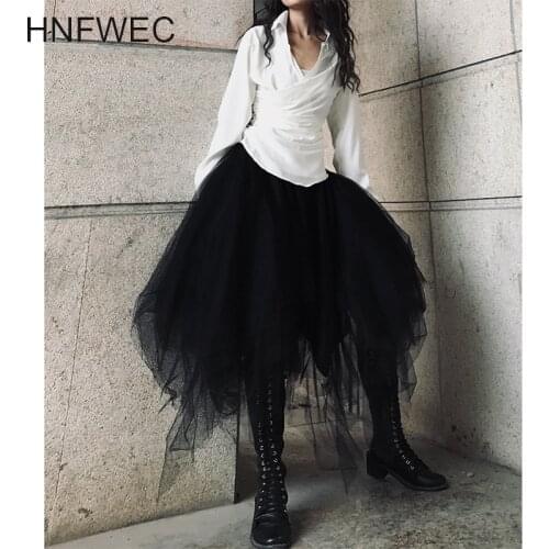 2020 New Products Fashion Solid Color High Waist Long Section Over The Knee Mesh Skirt Women T940