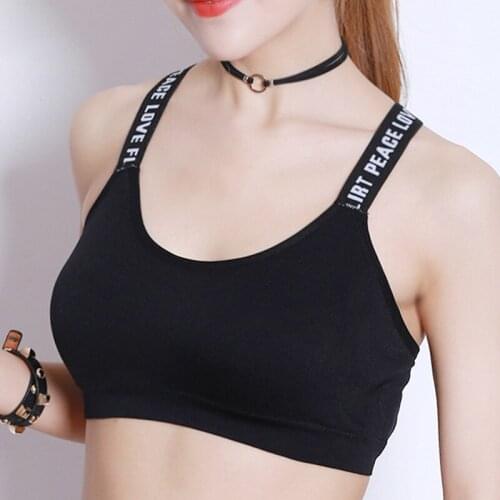 Women Letter Print Fitness Breathable Bra Sexy Comfortable Seamless Removable Wireless Padded Bras For Women Casual Brassiere