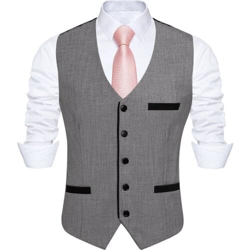 Gray Dress Vests For Men Slim Fit Mens Suit Vest Tie Set Male Waistcoat Gilet Homme Casual Sleeveless Formal Business Jacket