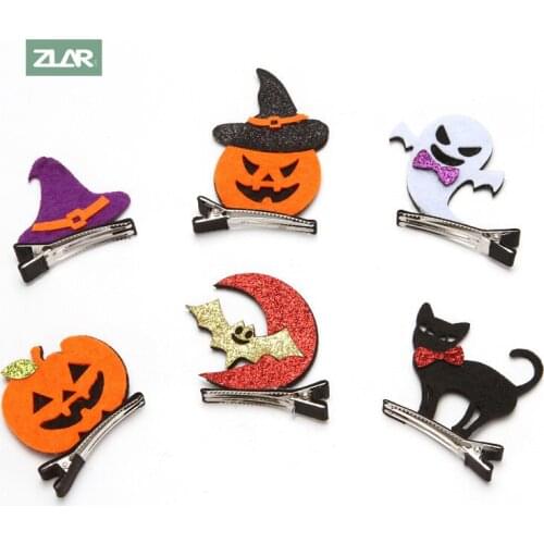 ZLAR Happy Halloween Children Adult Hair Accessories Pumpkin Cat Witch Bat Hair Clip Halloween Decoration Clip Decor CG-WS2