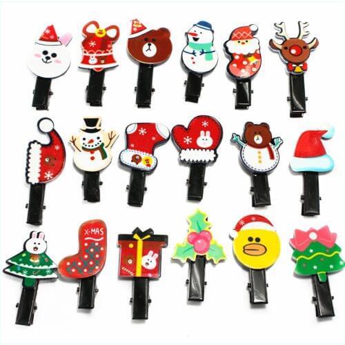 10pcs lovely Kids Christmas Party hairpins Gifts Cute Christmas Decorate Hair Clip Girls hair accessories Cartoon headwear