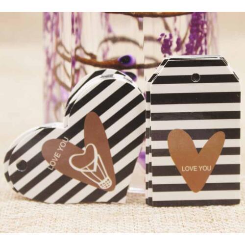 Feiluan 100pc multi styles heart shape wedding card tag.lovey gift paper hang tag card merchandise decoration swing card tag