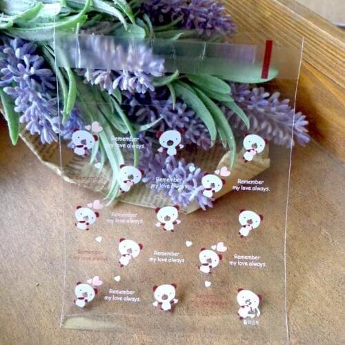 100pcs Cute Bear Transparent Plastic Cookies Baking Christmas Gift Packaging Bags Wedding Biscuits Cake Candy bag