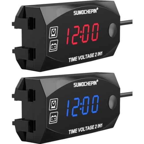 12V 3 in 1 Digital LED Display Meters Voltmeter Clock Thermometer Indicator Gauge Panel Meter For Car Motorcycle