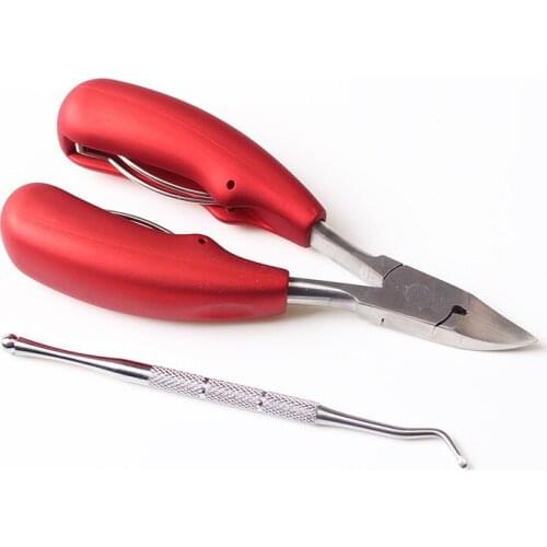 2Pcs Cuticle Scissor Nail Clipper with Ingrowing Toenail Cleaner Nail Correction Lifter Set Toe Cuticle Nipper Pedicure Tool