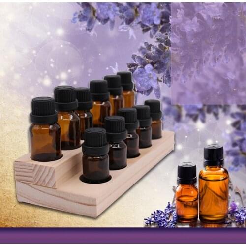 2 Tiers Aromatherapy Perfume Essential Oil Display Stand Storage Organizer Rack Wooden Holder for 11pcs 5ml 10ml 15ml Bottles