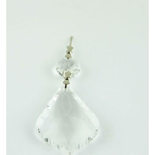 20pcs/Lot 50mm Maple Leaf Prism Pendant With 14mm Octagon Beads Crystal Glass Chandelier Parts For Home Decoration