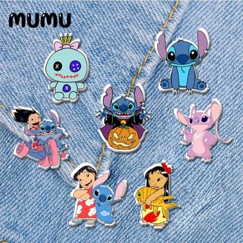 2021 New Lilo and Stitch Lapel Pin Funny Acrylic Brooches Handmade Epoxy Jewelry Shirt Bag Badge
