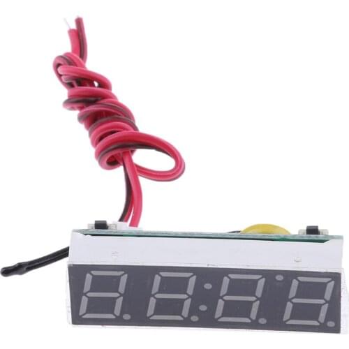 3 In 1 Auto Car Digital LCD Electronic Clock Voltmeter Thermometer Temperature Meter Green
