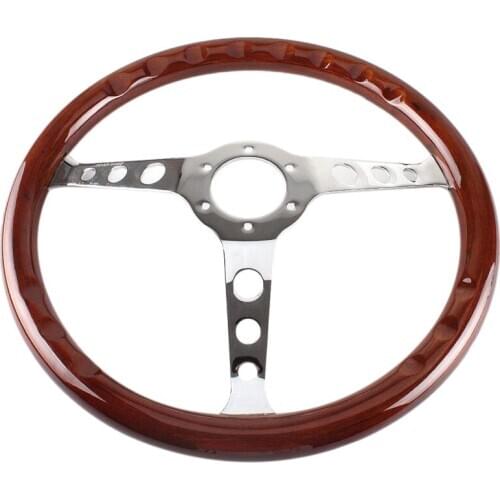 380mm 15 Inch Grant Classic Nostalgia Style Wood Grain Steering Wheel Classic Wheel Slotted 3 Spoke Steering Wheel Riveted Light