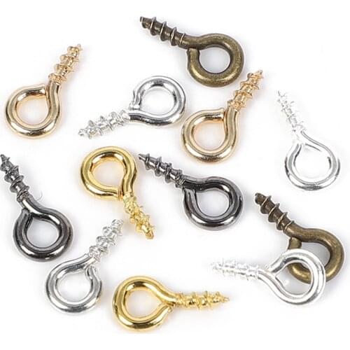 500pcs Jewelry Screw Eye Pins Bail Findings For Pendant Top Drilled Accessories Mini Eye Pins Bolt Bail Pendant Making Parts