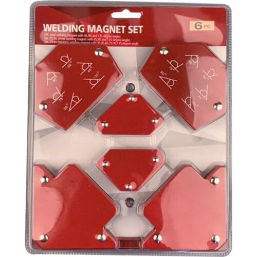 6pcs/set Welding Magnets Magnetic Fixed Multi-Angle Tools Holder Arrows 75lb/50lb/25lb 3/4/5inch Solder Locator 2-sided brackets