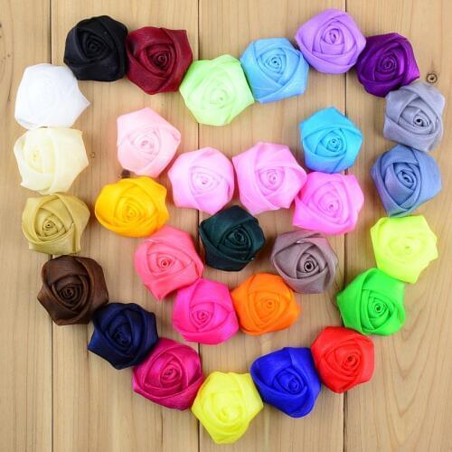 900pcs/lot 1.5inch Classic Chiffon Tulle Rose Bud Mini Headdress Flower Corsage Clothing Accessories 30 Color For Choose MH30