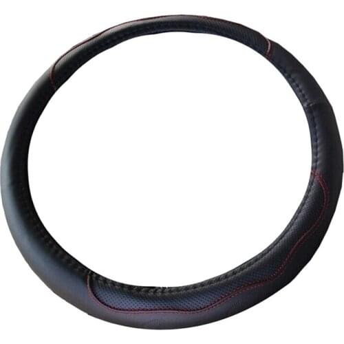 PU Leather Car Steering Wheel Cover Anti-Slip Protection Good Grip Car Accessories for 15 Inch/37-38CM-Black