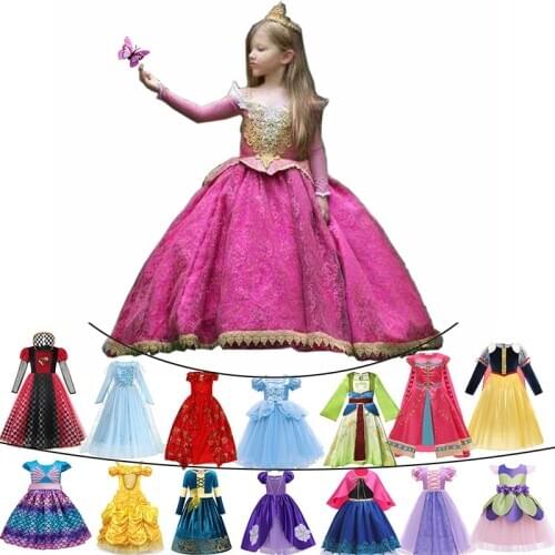 Halloween Party Princess Ball Gown For Baby Girls Deluxe Carnival Aurora Sleeping Beauty Costume anna Elsa Dress Girls