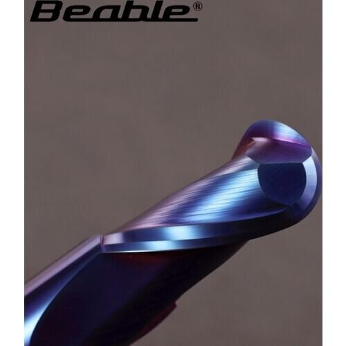Beable Metelworking Ball Nose Milling Cutter HRC65 NACO Coated Tungsten Solid Carbide CNC Router Bit