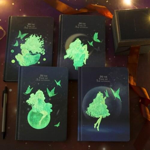 Notebook Small Fresh Girl Luminous Color Page A5 Hand Ledger Student Hardcover Diary Color Illustration Beautiful Notebook Gift
