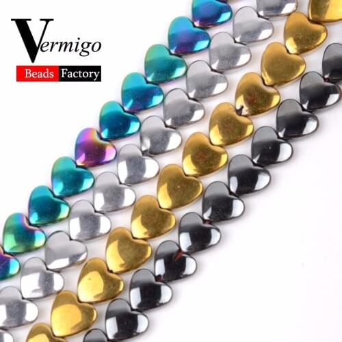 6x5mm Natural Stones Love Heart Hematite Charm Beads For Needlework Beadwork Jewelry Making Diy Bracelet Necklace Accessories