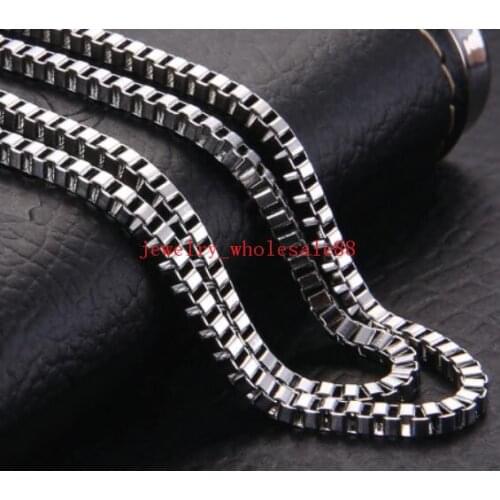 10pcs lot of in bulk Stainless Steel 2mm/3mm Fashion Square Box Link Chain Necklace 18-32