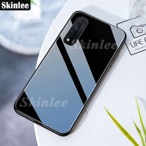 Skinlee For Realme Narzo 30 5G Tempered Glass Case With Soft TPU Frame Shockproof Phone Cover For Realme 7 4G Case Realme 8 GT