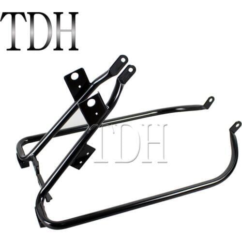 Black Motorcycle Saddlebag Guard Rail Bracket Holder For Harley Touring Road King Street Glide FLHX FLHXSE FLTR FLTRX 2009-2013