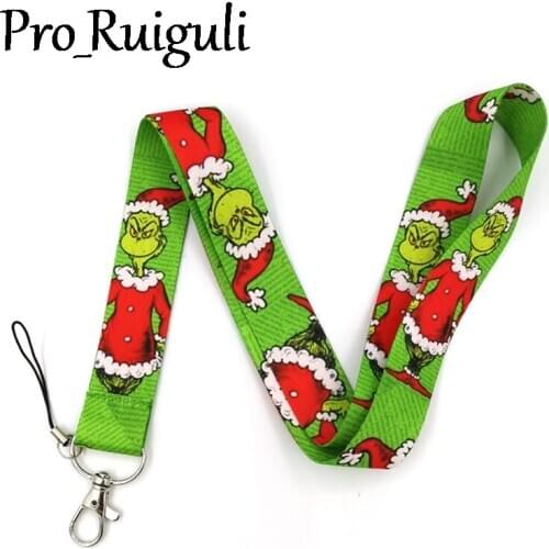 30pcs Dr seuss Christmas cat Neck Strap Lanyards ID badge card holder keychain Mobile Phone Strap Gift webbings ribbons