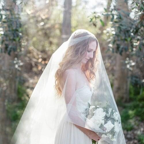 Elegant White Ivory Bridal Veils One layers Without Comb Cut Edge Soft net Wedding Veil Wedding Accessories Veu de Noiva