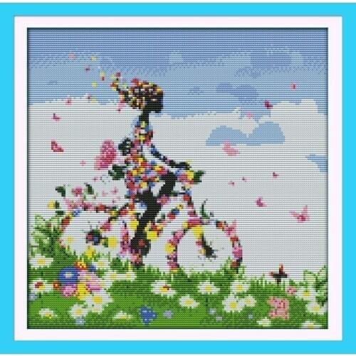 Joy Sunday Flower fairy(2) Chinese Cross Stitch Kits Ecological Cotton Clear Stamped Printed 14CT 11CT DIY Wedding Decoration