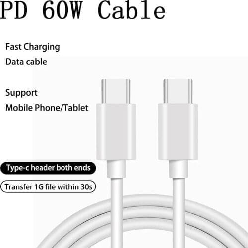 60W USB Type C To USB Type C Cable USB-C Fast Charger Wire Cord PD USBC Type-c Cable For Samsung S20 Xiaomi Macbook iPad
